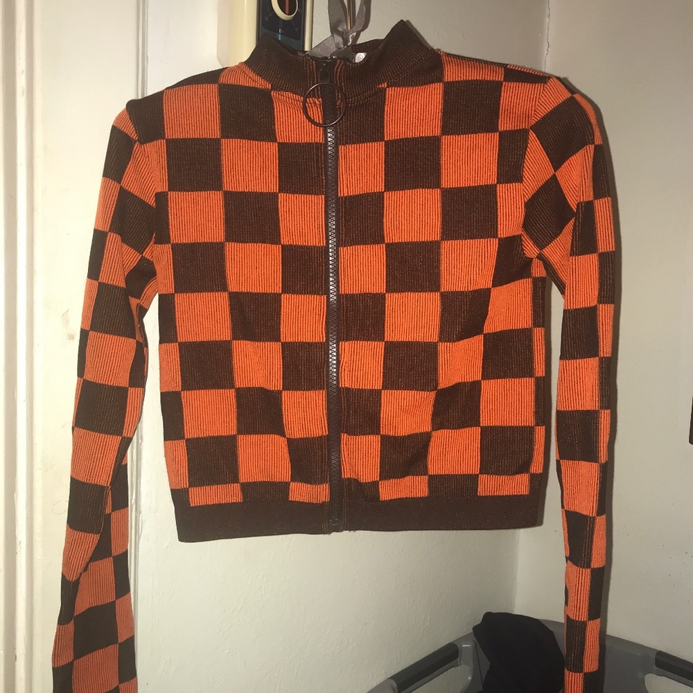 Zara zip up stretch crop top